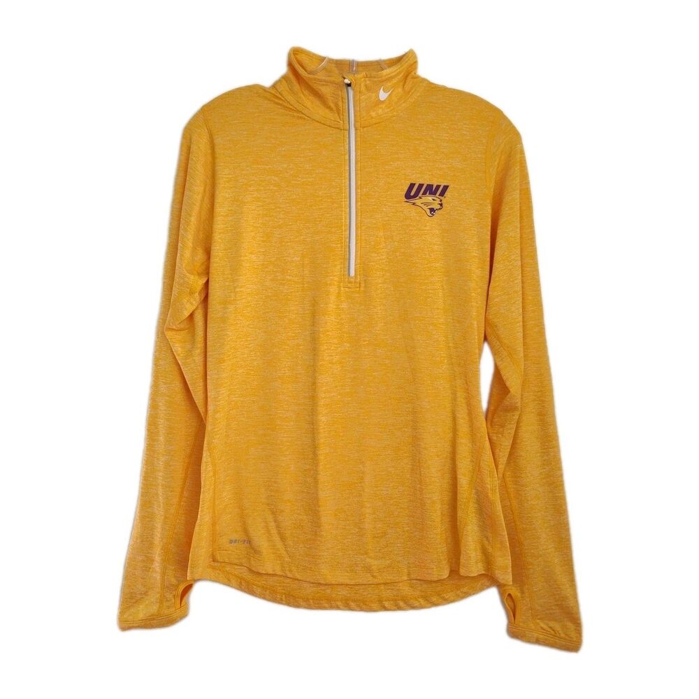 Nike Dri-Fit 1/4-Zip University of Northern Iowa Sweatshirt Women's‎ M Gold UNI